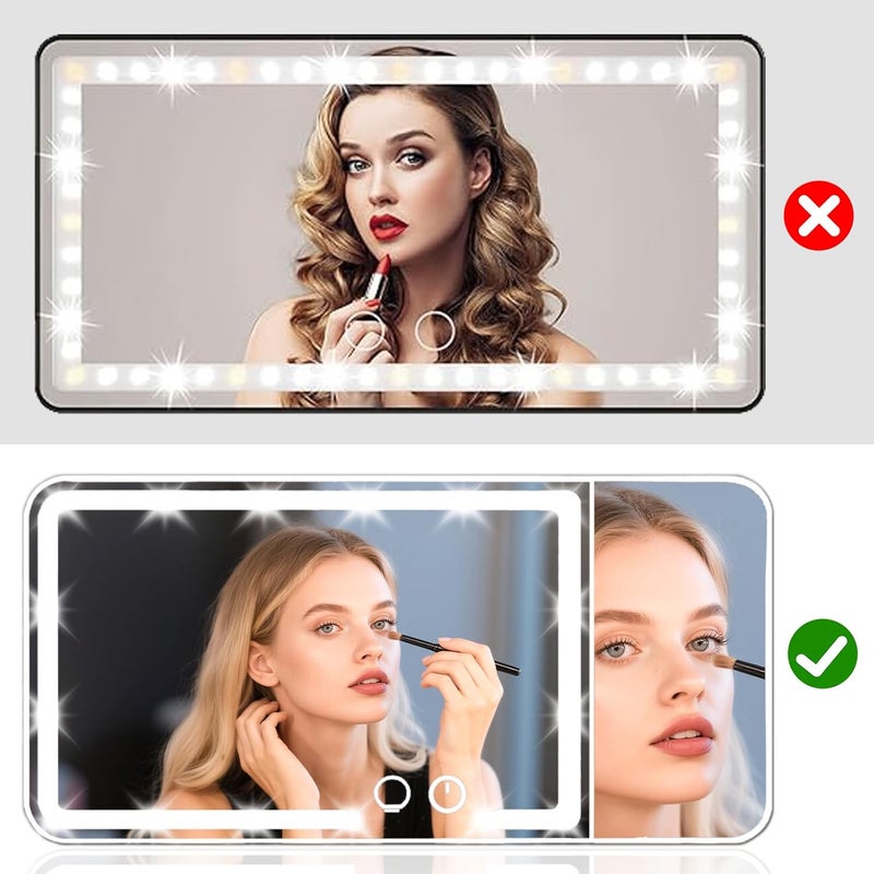ihkwlma Led Car Sun Visor Vanity Mirror Upgraded Large Vanity Makeup Universal Rear View Mirror for Car Visor - Image 2